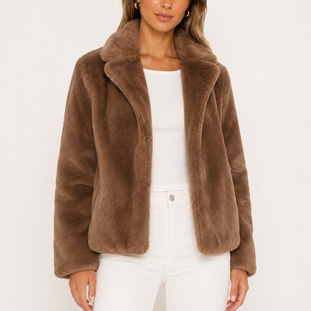 Love Tree Brown Faux Fur Teddy Coat Size S